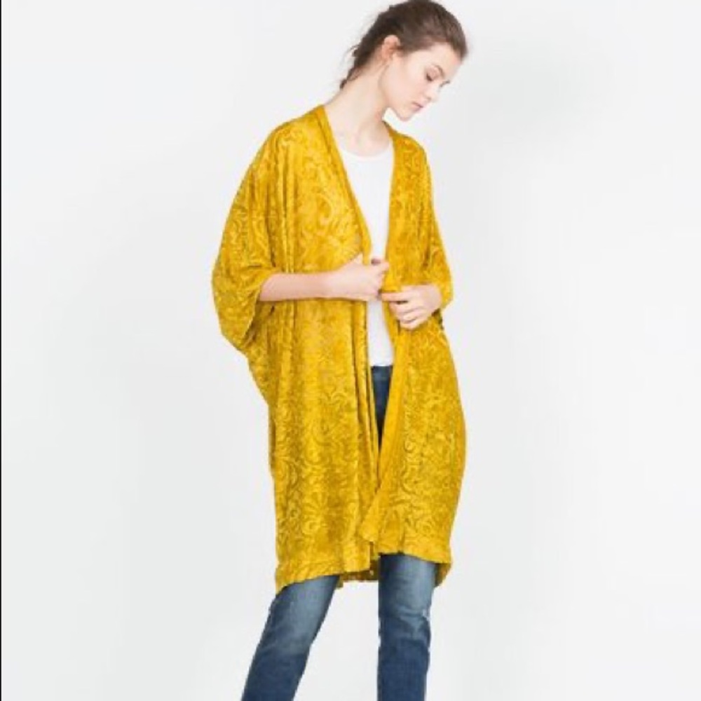 Zara Ornate Gold Velvet Kimono